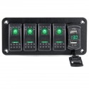 12V 24V ON OFF Toggle Rocker Switch LED Panel Dual USB Charger Voltmeter For Car Marine Boat