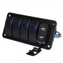 12V 24V ON OFF Toggle Rocker Switch LED Panel Dual USB Charger Voltmeter For Car Marine Boat