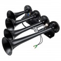 12V/24V 300db 4 Trumpet Train Air Horn Super Loud For Car Truck Totocycle Boat SUV