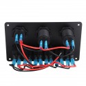 6 Gang Blue LED Rocker Switch Panel Car Marine Boat Circuit Dual USB Waterproof