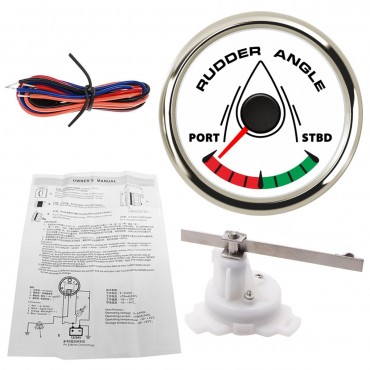 9-32V 52mm Boat Marine Angle Indicator 0-190 ohm With Rudder Angle Sensor Set 8 Color Backlight