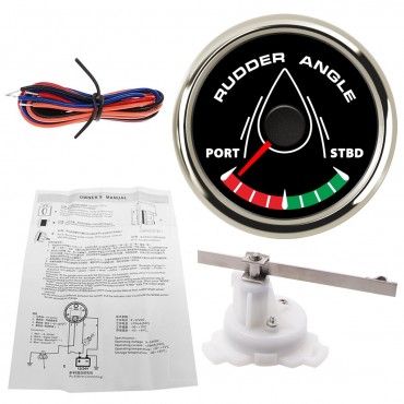 9-32V 52mm Boat Marine Angle Indicator 0-190 ohm With Rudder Sensor 8 Color Backlight Universal