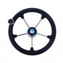 13-1/2 Inch Dia Marine Boat Steering Wheel 5 Spoke 3/4 Inch Shaft Sport 25° With Auxiliary Knob For Vessels Yacht Accessories Black