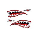 2pcs Shark Teeth Mouth Decal Stickers For Kayak Canoe Dinghy Boat Car Decoration Waterproof