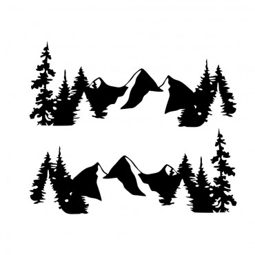 2pcs Snow Mountain Sidy Body Decal Vinyl Sticker For Off Road Camper Van Motorhome Boat Yacht Car Universal