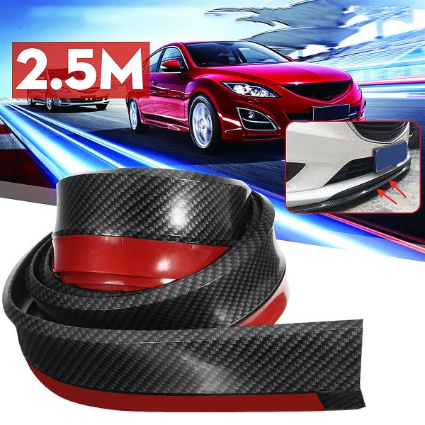 2.5M Car Front Bumper Lip Protector Carbon Fiber Spoiler Decorative Strip