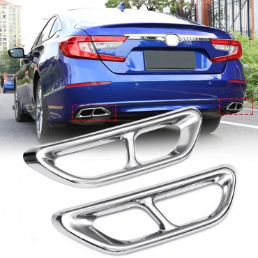 2Pcs Stainless Steel Rear Cylinder Exhaust Muffler Pipe Cover Trim for Honda Accord 10th 2018