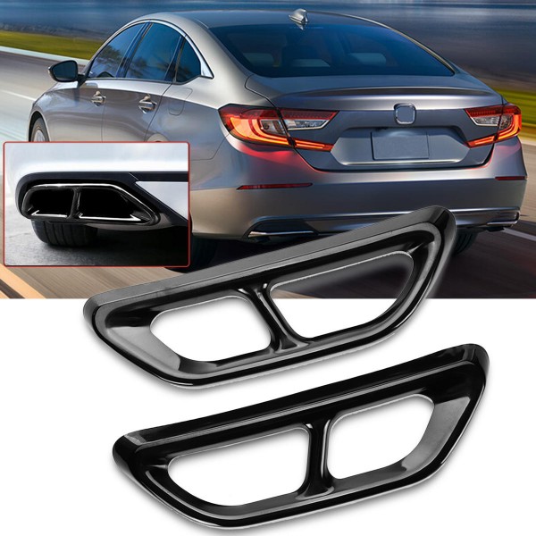 2Pcs Titanium Black Rear Cylinder Exhaust Muffler Pipe Cover Trim for Honda Accord 10th 2018