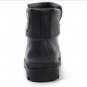 Black Casual Leather Boots Short Boots Shoes Winter Warm For Motorcycle Riding 39-45