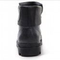 Black Casual Leather Boots Short Boots Shoes Winter Warm For Motorcycle Riding 39-45