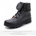 Black Casual Leather Boots Short Boots Shoes Winter Warm For Motorcycle Riding 39-45