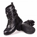 Motorcycle Boots Women Cool Goth Punk AnkleMilitary Lace-up Black