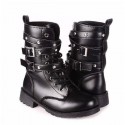 Motorcycle Boots Women Cool Goth Punk AnkleMilitary Lace-up Black