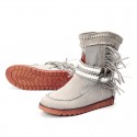 Women Tassel Fringe Middle Ankle Boots Fashion Buckle Motorcycle Flat Shoes