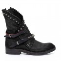 Women Vintage Rivet Motorcycle Ankle Boots Buckle Ladies Round Toe Horse-shoes Low-heeled