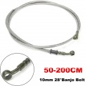 50cm-200cm Motorcycle Bike Brake Clutch Oil Hose Line Pipe 10mm Banjo Silver