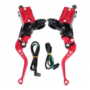 7/8 Inch 22mm Motorcycle Hydraulic Brake Clutch Master Cylinder Reservoir Lever With Cable Aluminum Universal