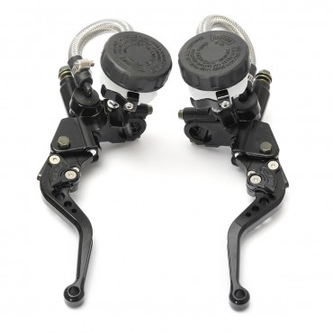 Pair 7/8inch 22mm CNC Motorcycle Brake Lever Master Cylinder Reservoir Universal