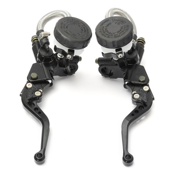 Pair 7/8inch 22mm CNC Motorcycle Brake Lever Master Cylinder Reservoir Universal