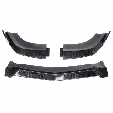 3PCS Carbon Fiber Color Front Bumper Lip Spoiler Cover Trim For Mercedes-Benz W204 2008-2014