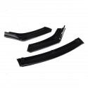 3Pcs Front Bumper Lip Spoiler Chin Splitters Glossy Black For Honda Civic 4DR Sedan 2016-2018