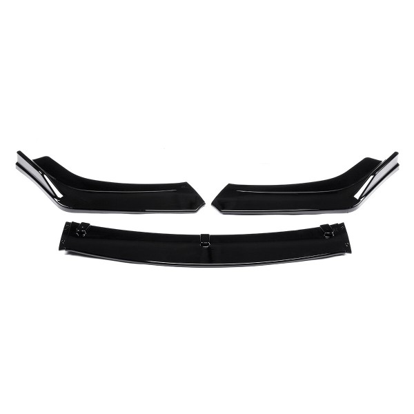 3Pcs Front Bumper Lip Spoiler Chin Splitters Glossy Black For Honda Civic 4DR Sedan 2016-2018