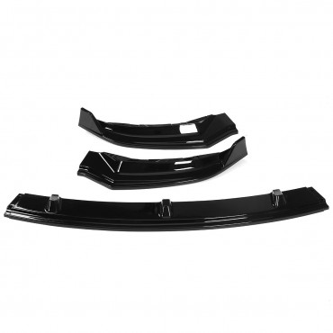 3Pcs Glossy Black Car Front Bumper Protector Lip Body Kit Spoiler For Tesla Model 3 2016-2019