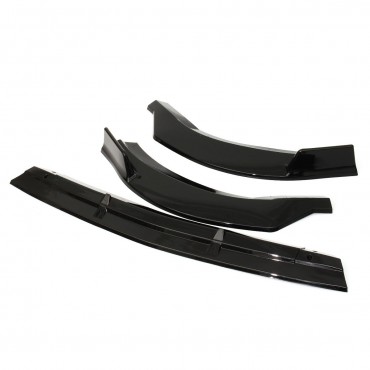 3Pcs Glossy Black Front Bumper Protector Lip Spoiler Covers Trim For Mercedes Benz Vito 2015-2019