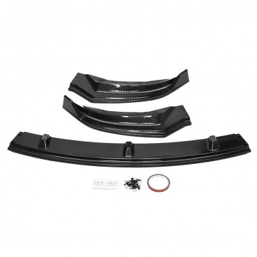 Carbon Black Front Bumper Lip Body Protector Kit Spoiler For Tesla Model 3 Sedan 2016-2019