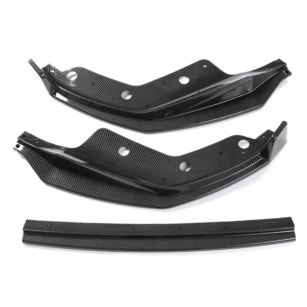 Carbon Fiber Look Front Bumper Lip Spoiler Splitter Cover Trim Body Kit 3PCS For BMW 3 Series G20 2019-2020