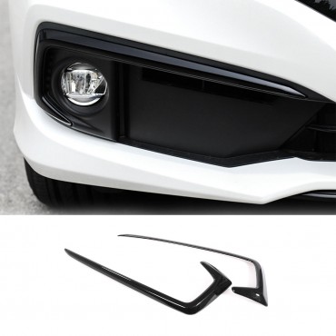 Glossy Black Style Front Fog Light Eyebrow Cover Trim For Honda Civic 2019-Up
