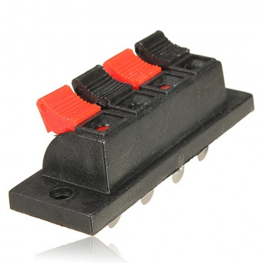 4-Way AMP Stereo Speaker Terminal Strip Push Release Connector Block