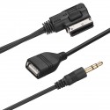 MDI Music to 3.5mm AUX Audio Cable with USB Charger Port For VW Audi A4 A6 A8 S4 S6 Q5 Q7