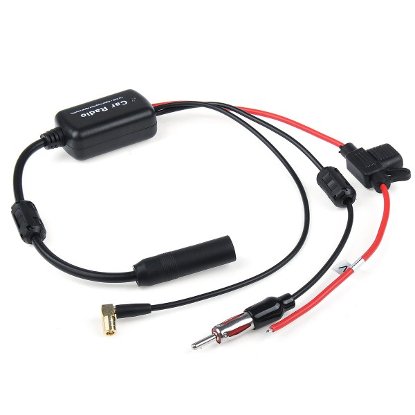 Universal DAB+ FM Car Antenna Aerial Splitter Cable Digital Radio Amplifier with SMB Connector