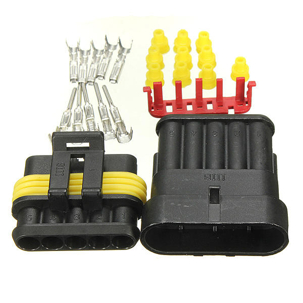 5 Pins Way Sealed Waterproof Electrical Wire Auto Connector Plug Set