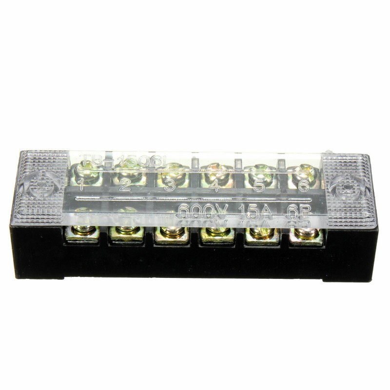 10Pcs Block/Strip 6 Position 600V 15A Dual Row Screw Wire Barrier Terminal Panel 