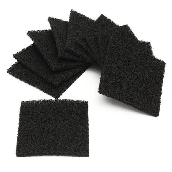 10pcs 28PPI Black Square Activated Carbon Foam Sponge Air Filter Pads Set for Smoke Absorber