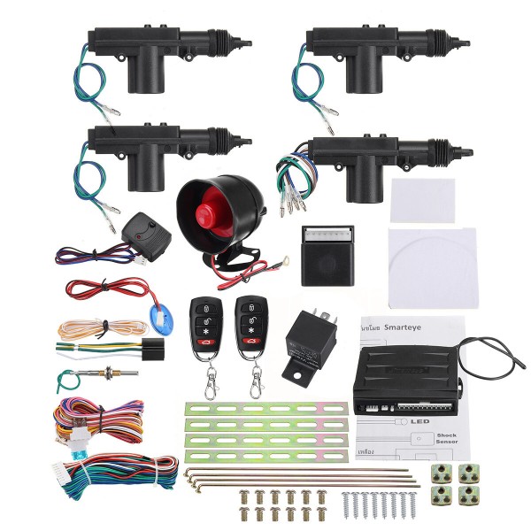 Remote Control Car Alarm System Keyless Entry Security 2 4 Door Power Lock Actuator Motor Kit