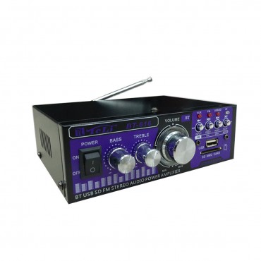20W bluetooth HIFI Audio Amplifier Dual Channel FM SD USB Remote Control EU Plug AC 220V/DC 12V For Car Home