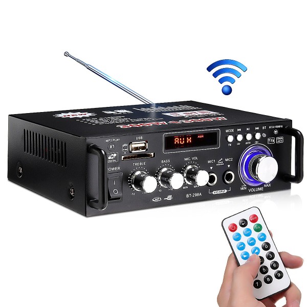 BT-298A110V 12V HIFI Bass Car Audio Stereo Power Amplifier bluetooth FM Radio 2CH 600W LED Diaplay Support FM AUX SD For Car Home