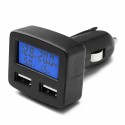 12V 24V Universal Dual USB Interface Car Charger With Voltmeter Ammeter Thermometer LCD Display