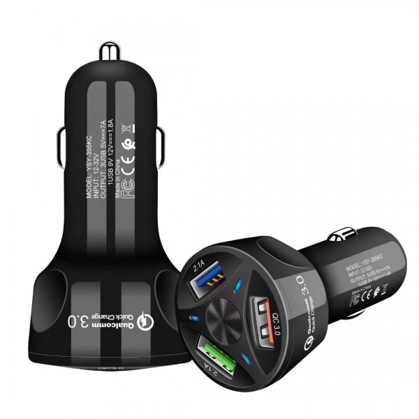 3-Port USB Car Charger Stable Charging Intelligent Shunt Speed Up 60% 12-32V