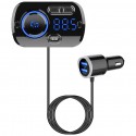 BC49BQ QC3.0 Fast Car Charger Voice Control bluetooth Handsfree MP3 Player Digital Lights