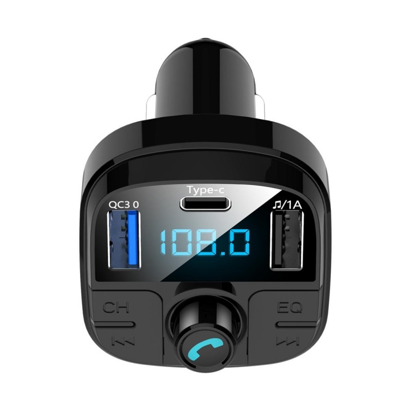 Nstcher BT29 Bluetooth 5.0 Car FM Transmitter Bass MP3 Player FM Radio Adapter Charger