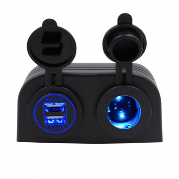 CS-489J1 Caravan Car Yacht 4.2A Dual USB Universal Car Charger with 12V Lamp Holder