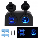 CS-489J1 Caravan Car Yacht 4.2A Dual USB Universal Car Charger with 12V Lamp Holder