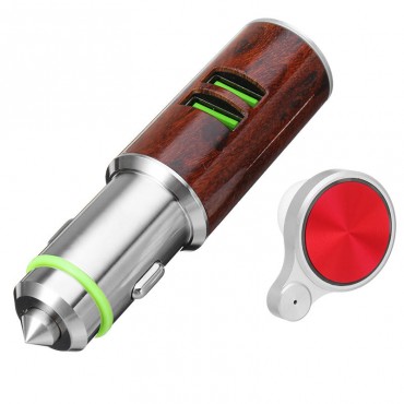 Car Charger Dual USB Hammer Port With bluetooth Earphone
