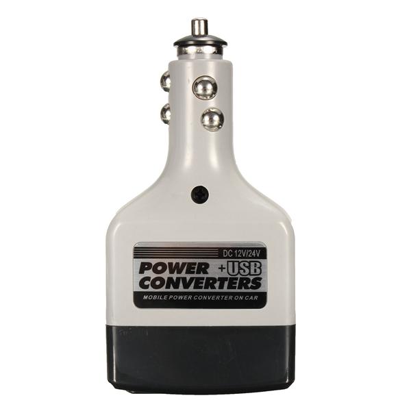 Car Charger Power Inverter Adapter Converter USB Outlet DC 12V 24V to AC 220V