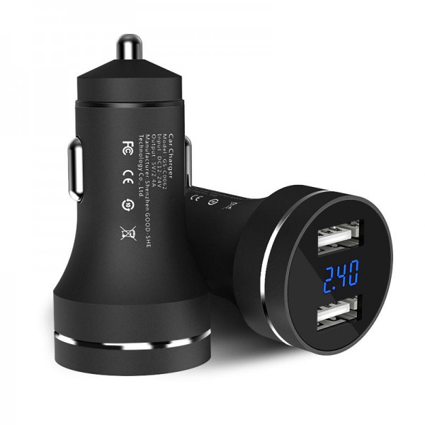 GS-C0062 DC 5V 2.4A Battery Voltage Display Multi-function Car Charger