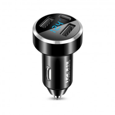 HSC-2000 4.8A Type-c Dual USB Aluminum Alloy Car Charger